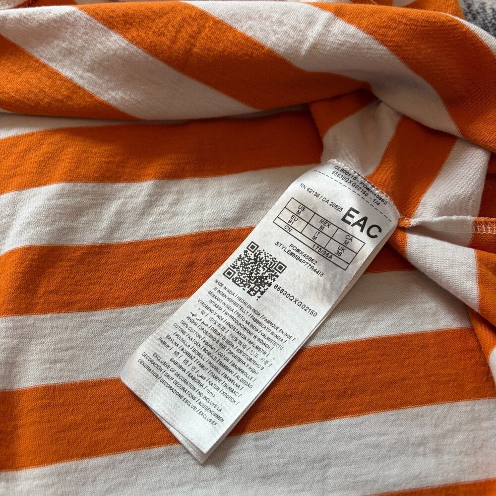 Guess Los Angeles Men's Striped T-Shirt Orange White Embroidered Logo Sz Medium - Picture 7 of 10